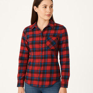 Aeropostale Shirt Womens Size Small Red Blue Flannel Plaid‎ Button Up Classic